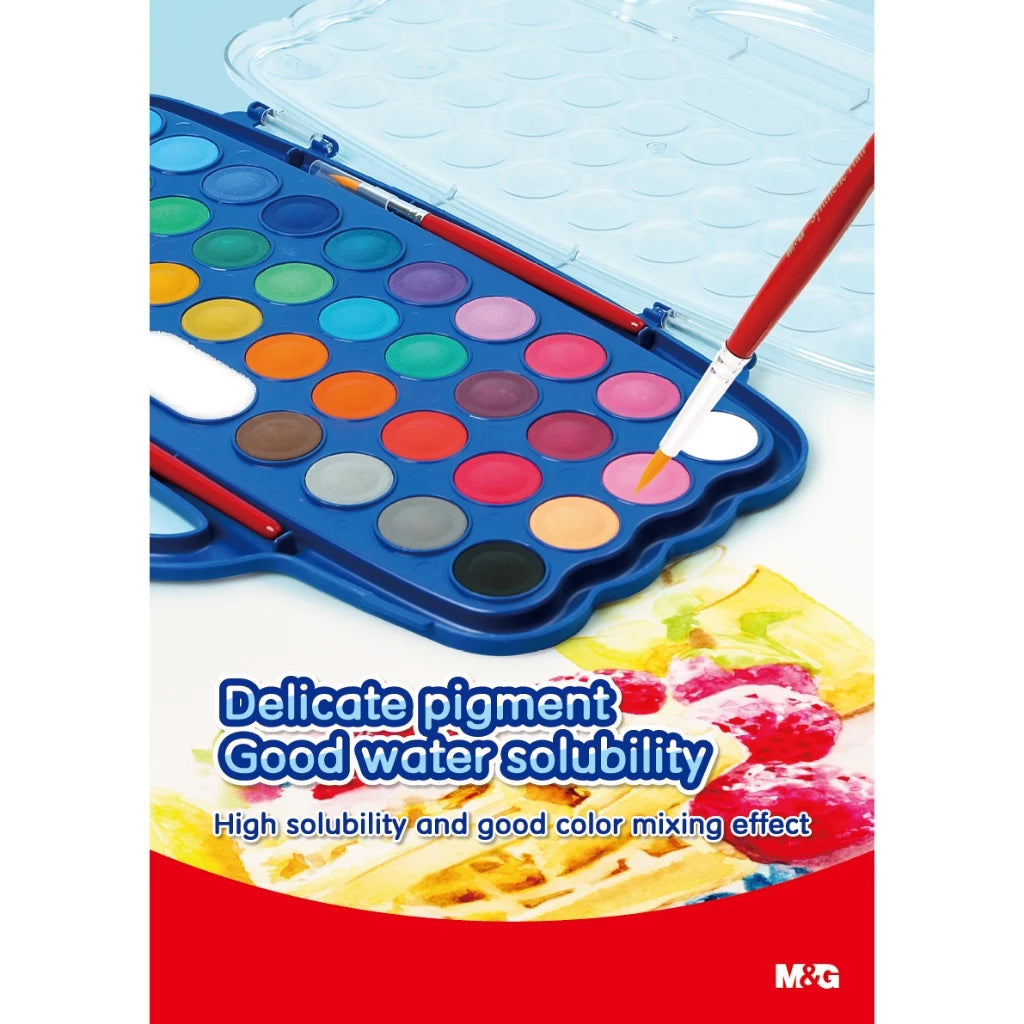 M&amp;G Watercolor Blocks With Palette And Brush - Set of 12+2 / 24+2 / 36+2