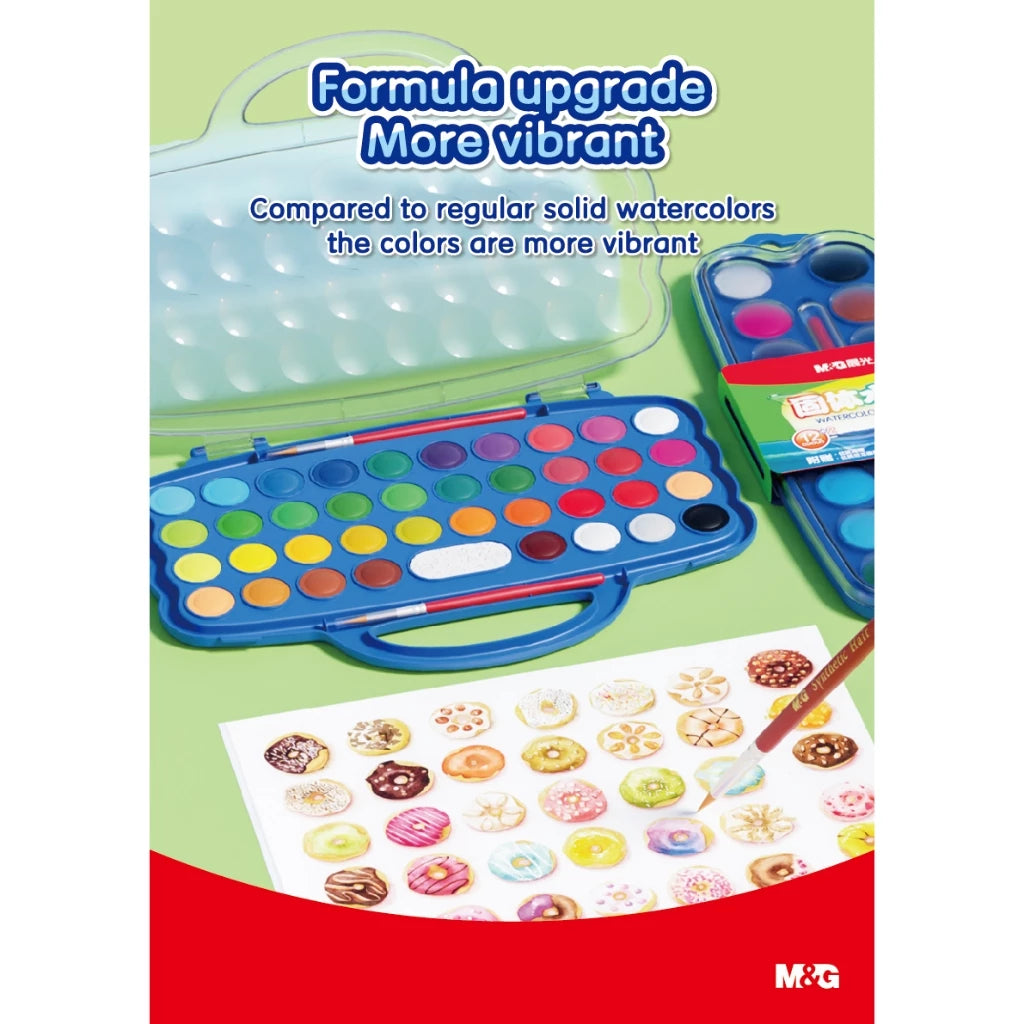 M&amp;G Watercolor Blocks With Palette And Brush - Set of 12+2 / 24+2 / 36+2