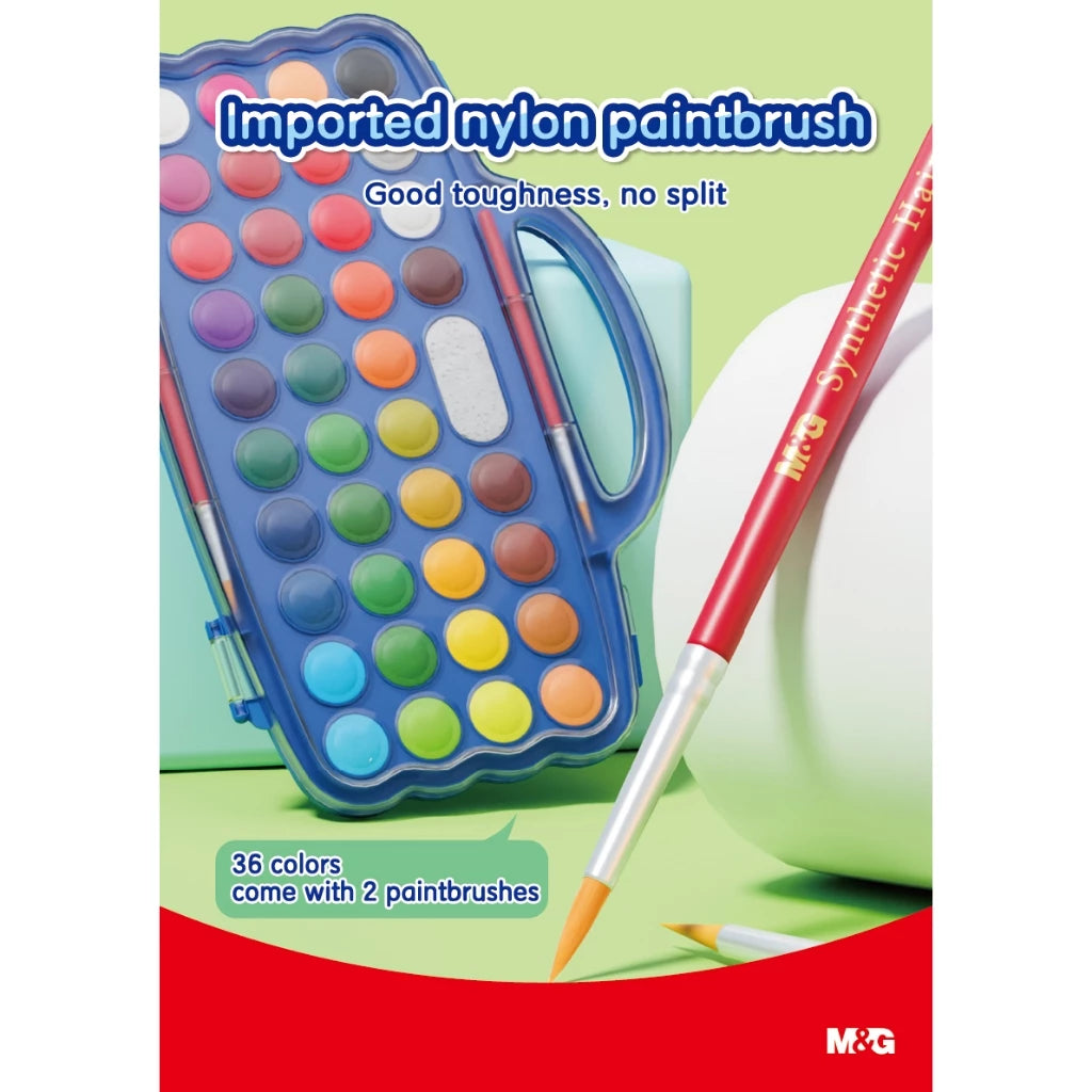 M&amp;G Watercolor Blocks With Palette And Brush - Set of 12+2 / 24+2 / 36+2