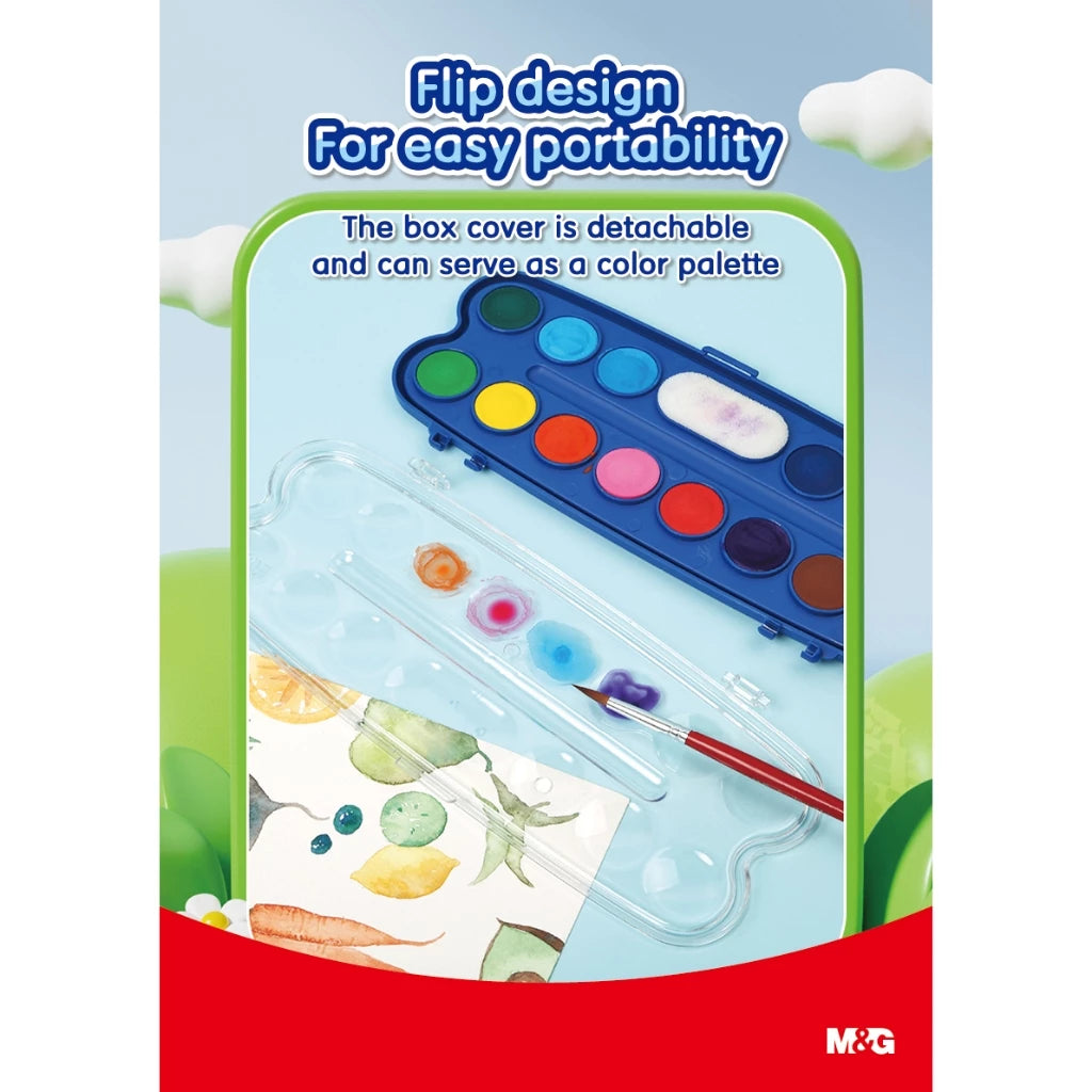 M&amp;G Watercolor Blocks With Palette And Brush - Set of 12+2 / 24+2 / 36+2