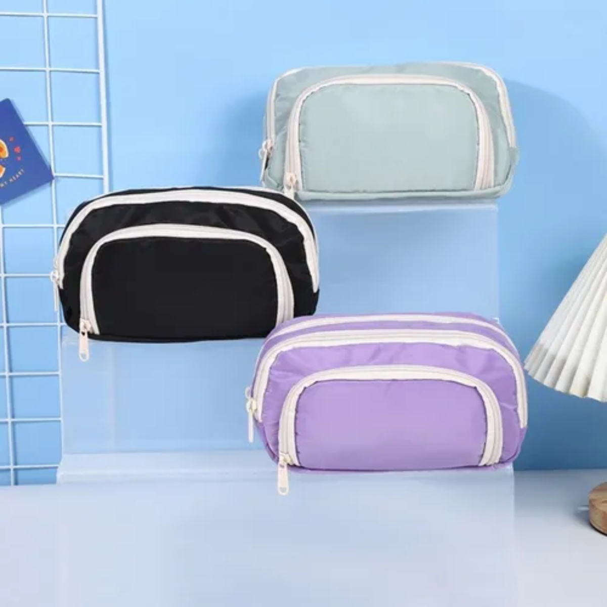 Shiny Series - 3 Zipper Large Capacity  Pouch Style 2