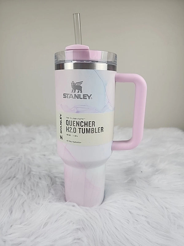 Pastel Pink Foil Premium Cup Quencher H2.0 - Water Bottle / Sipper Cup