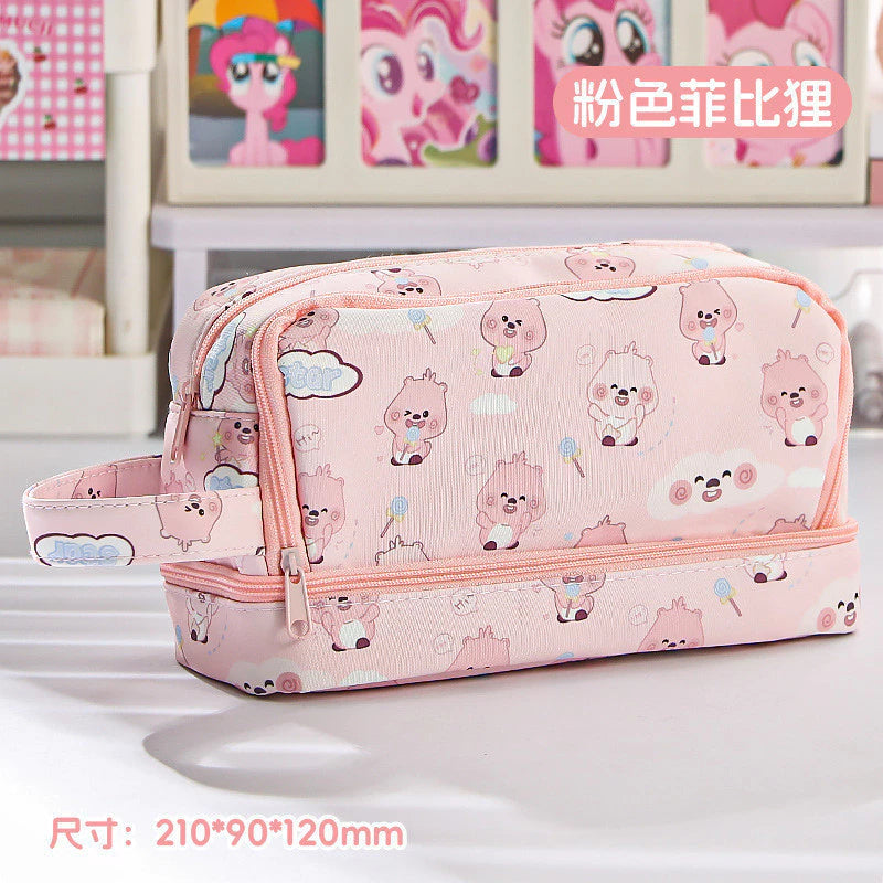 Kawai Animal Stationery Organizer Pink - Zipper Pouch