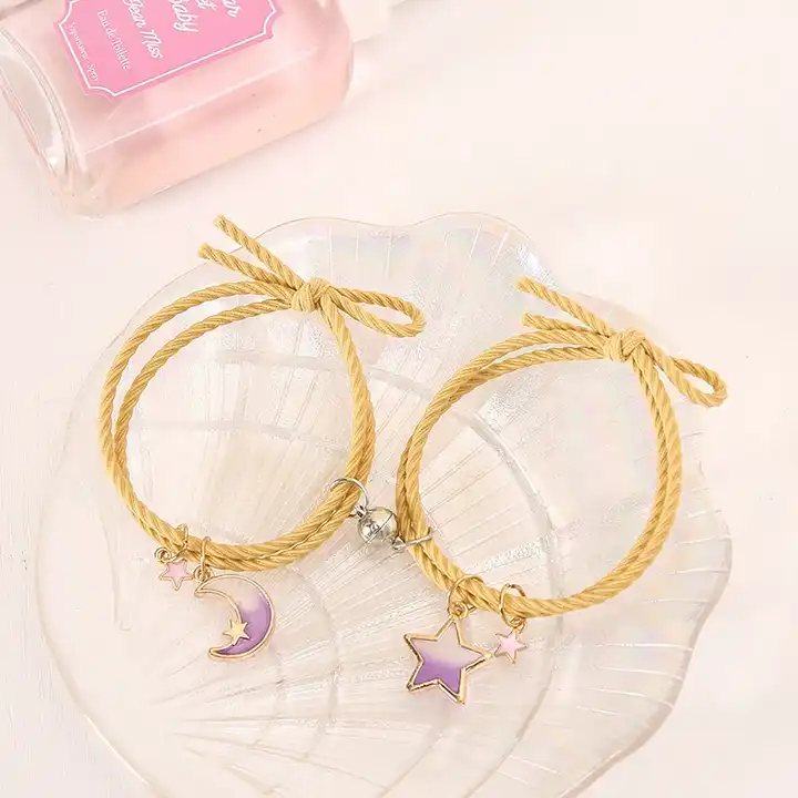 Moon & Star Magnetic Yellow Bracelet Set Of 2