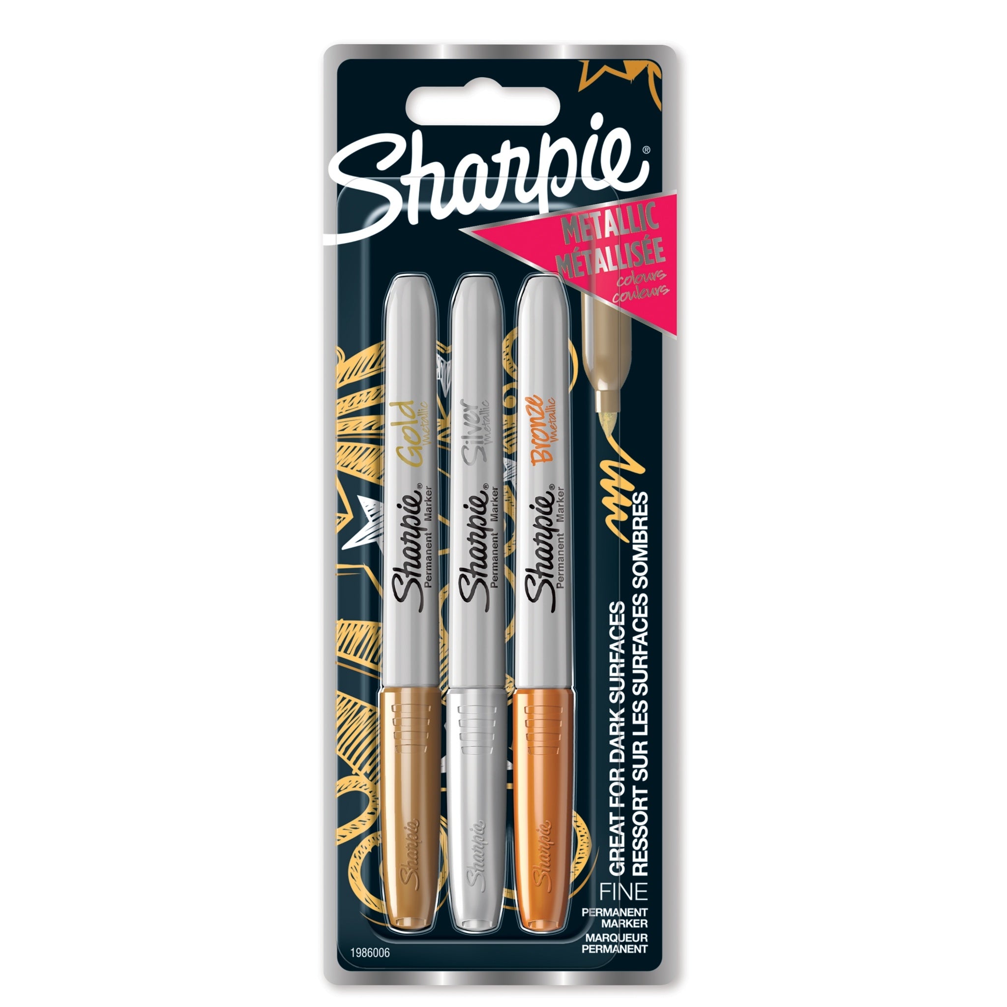 Sharpie Assorted Metallic Markers  Set Of 3