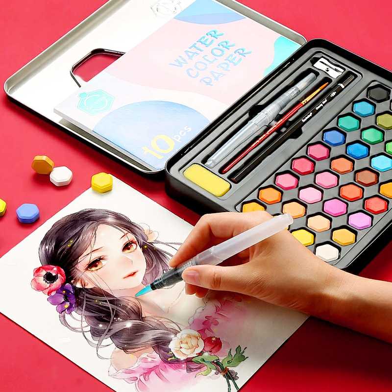 Keep Smiling Solid Watercolor Paint 36 Colors Tin Set
