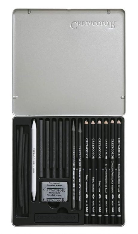Cretacolor Black Box 20 Parts Charcoal &amp; Drawing Set