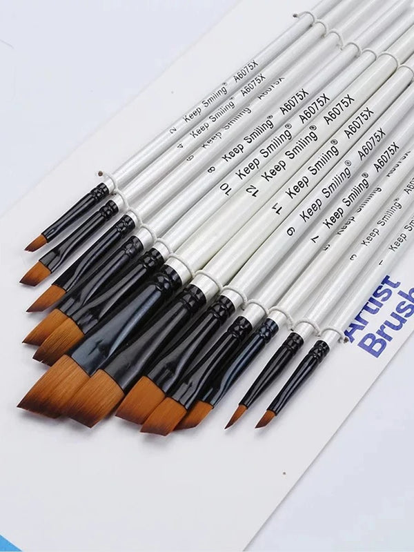 Keep Smiling Flat Artist Brush set Of 12