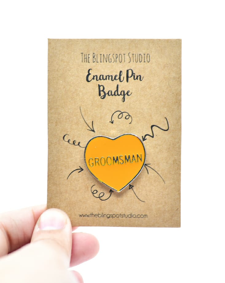 Groomsman Bestman Wedding Yellow Enamel Pin