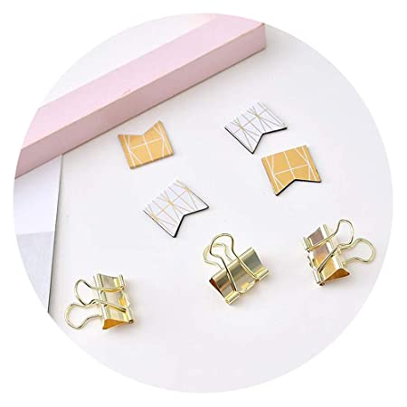 Gold Foil Binder Clip Bookmark Set