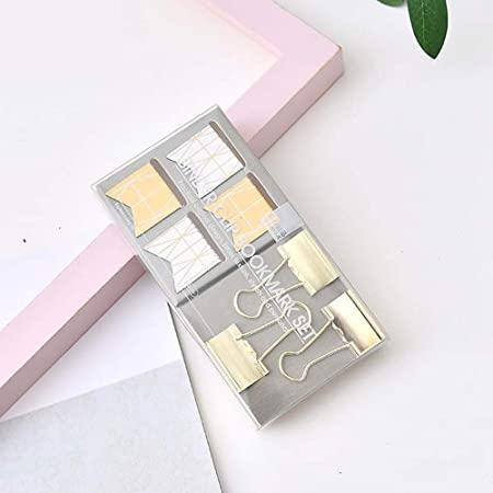Gold Foil Binder Clip Bookmark Set
