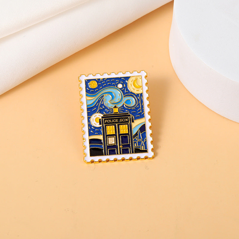 Vangogh Police Box - Enamel Pin