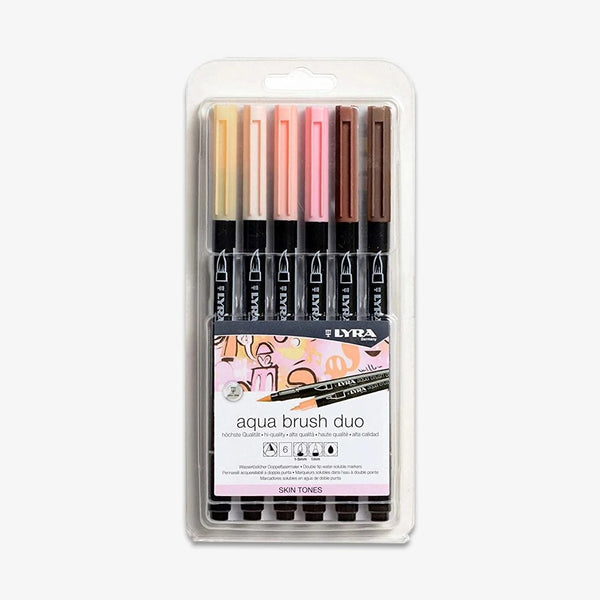 Lyra Aqua Brush Duo Marker Pack Of 6 Skin Tone