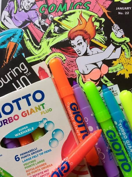 Giotto Turbo Giant Fluorescent Color Markers Set Of 6 Pcs