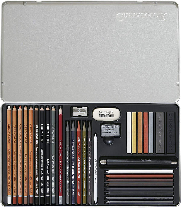 Cretacolor Ultimo Drawing Set Of 35 Pcs In Tin Box.