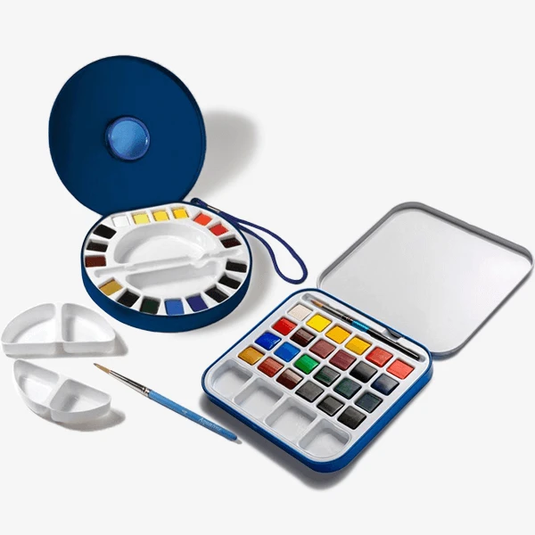 Daler Rowney Aquafine Watercolor Travel Plastic Box Set of 24