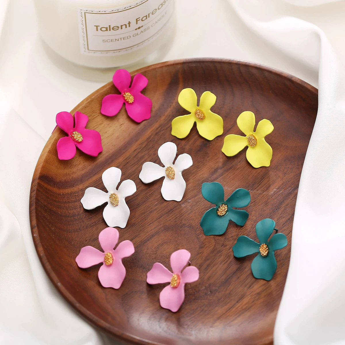 Candy Color Flower Gold Earrings -  Style 2