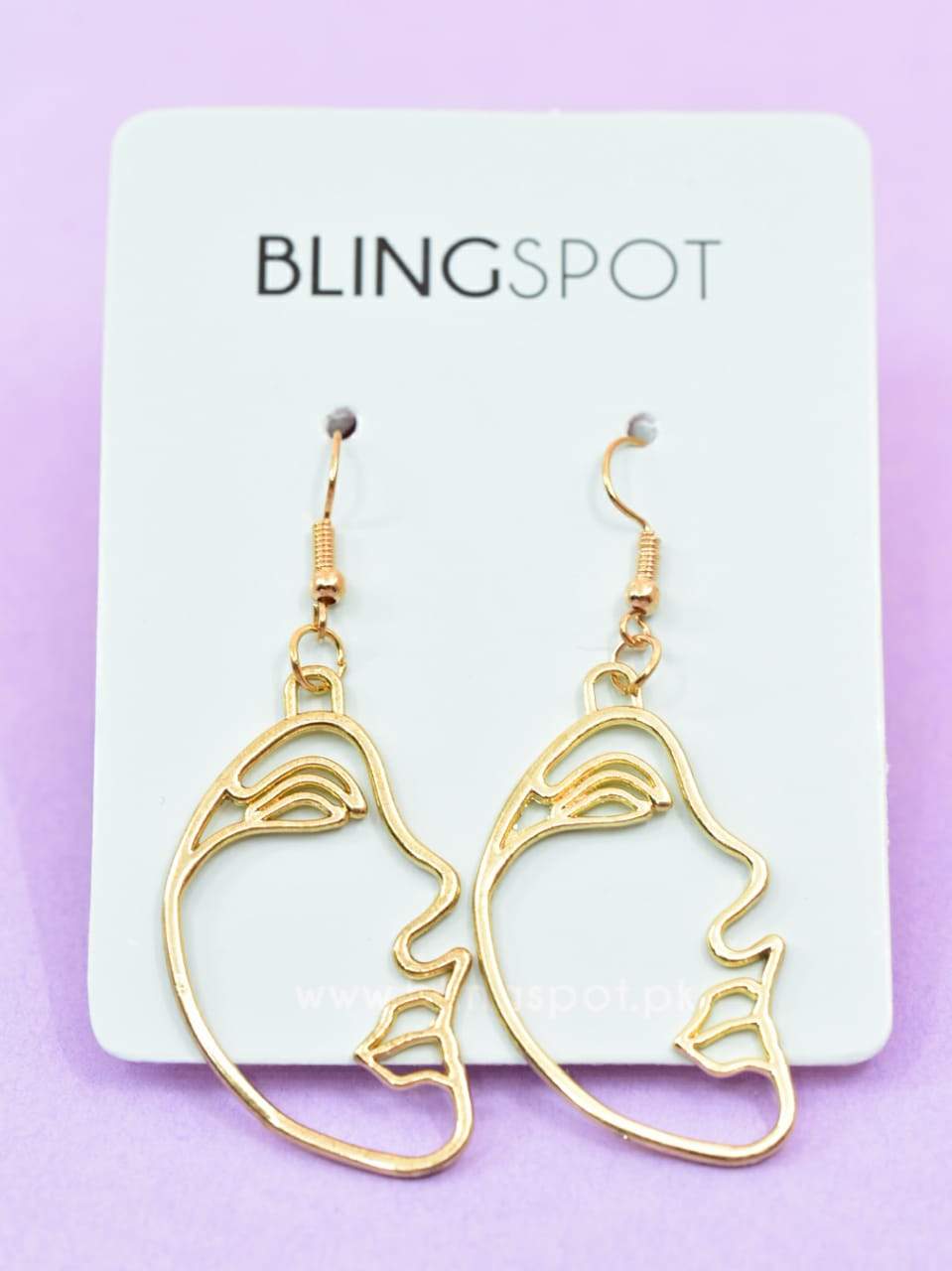 Gold Abstract Face 1 - Earrings 