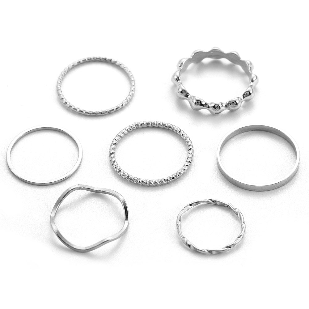 Silver Plated - Ring Set of 7