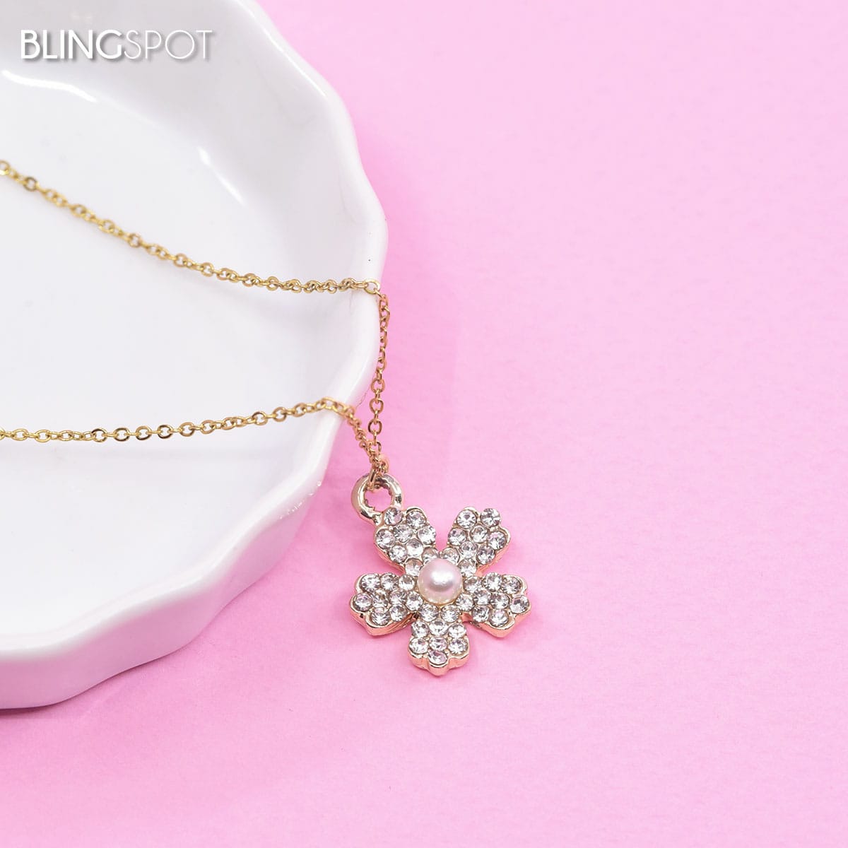 Gold Bedazzling Floral - Necklace