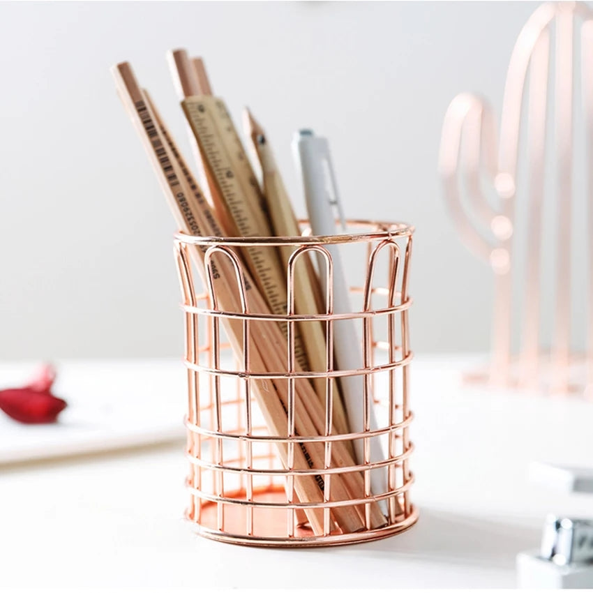 Rose Gold Electroplated - Grid Pen Holder