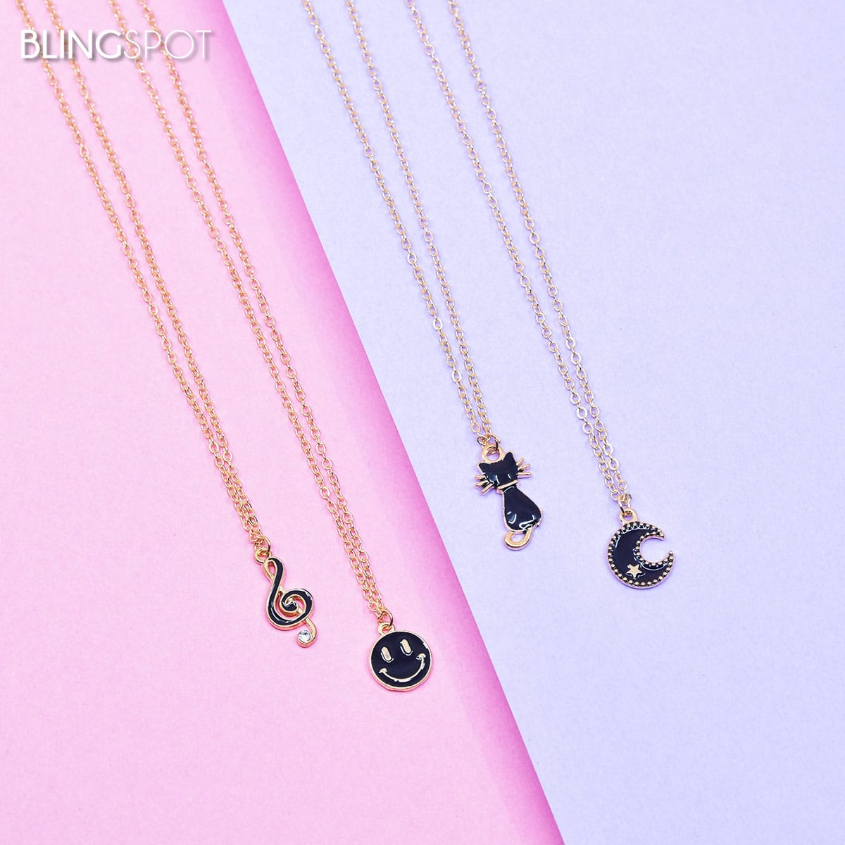 Black &amp; Gold Charm 2 - Necklace