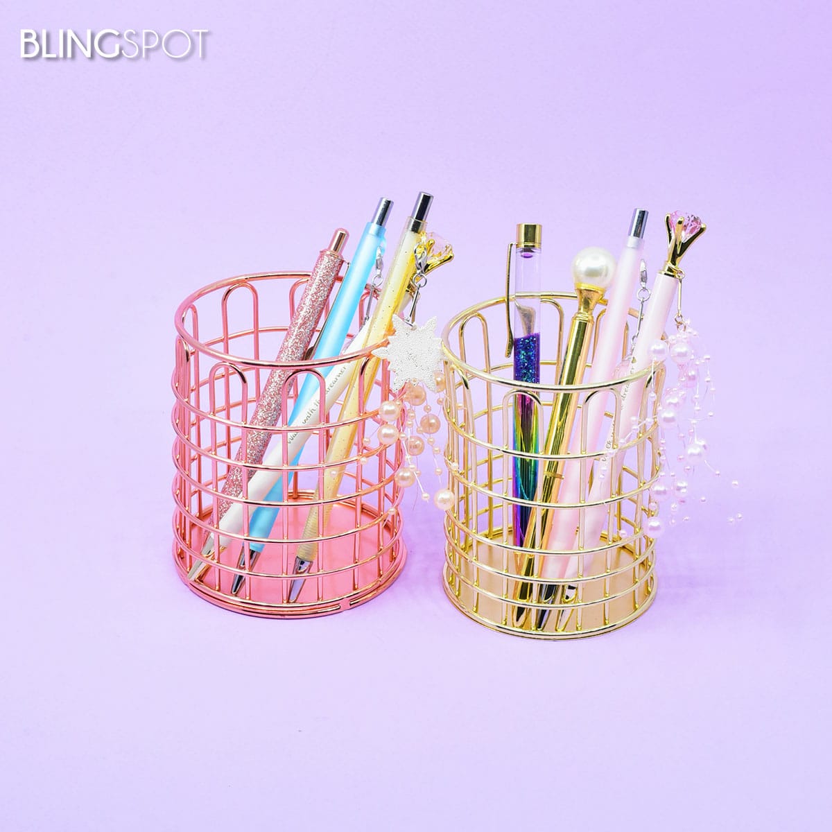 Rose Gold Electroplated - Grid Pen Holder