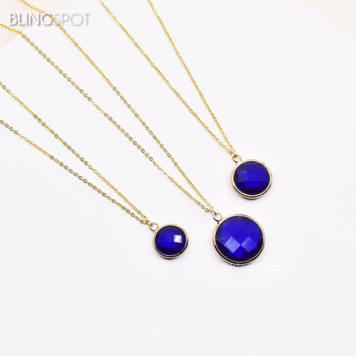Blue Diamond Cut Stone - Necklace