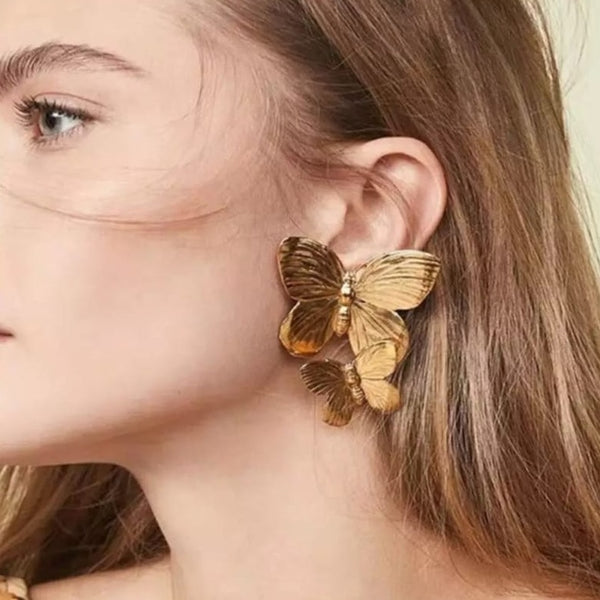Gold Butterflies - Earrings