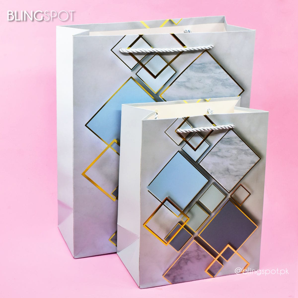 Geometric Gold Foil Blue - Gift Bag