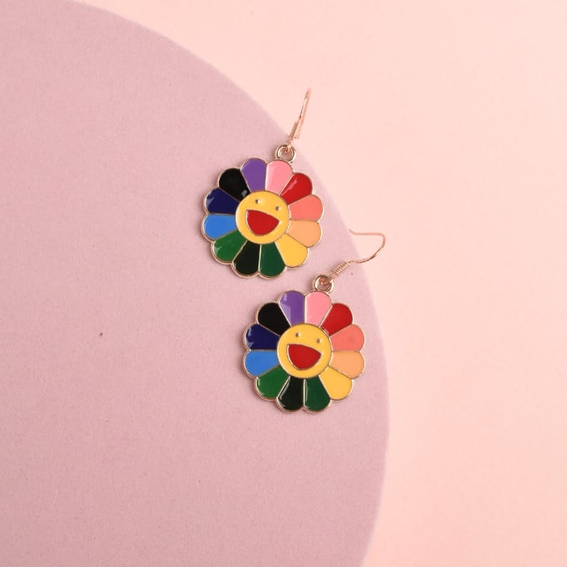 Happy Rainbow Sun Flower - Earrings