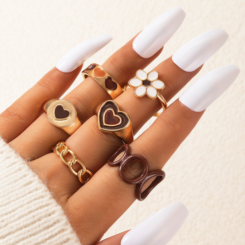 Brown Heart - Rings Set