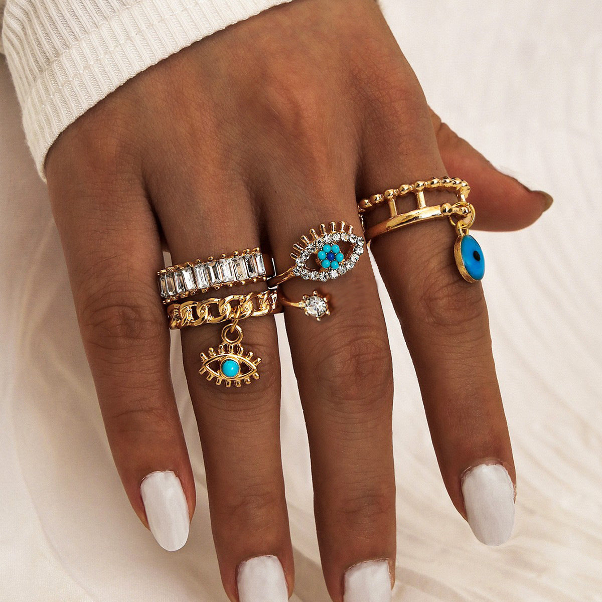 Blue Evil Eye - Rings Set