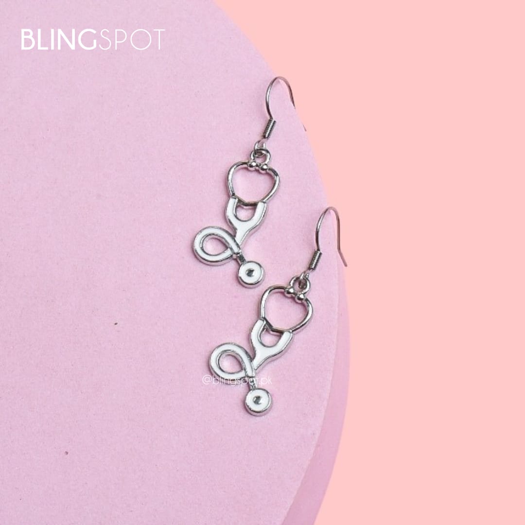 White Stethoscope - Earrings