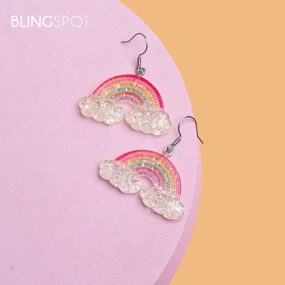 Rainbow Glitter Acrylic Dangle Earrings – Burton and Blue Boutique