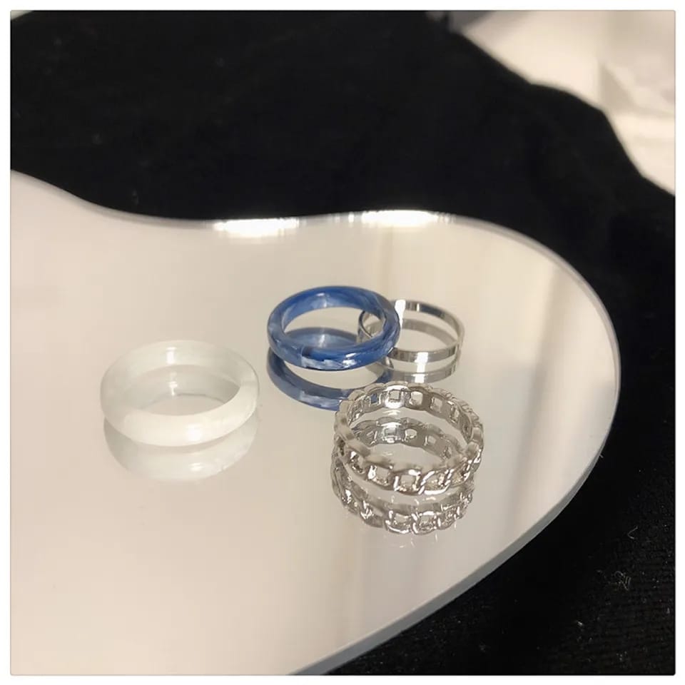 Navy Resin - Rings Set