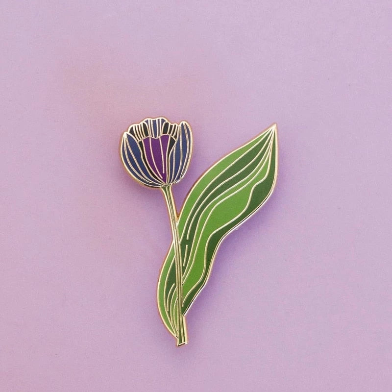 Purple Flower Gold Foil - Enamel Pin