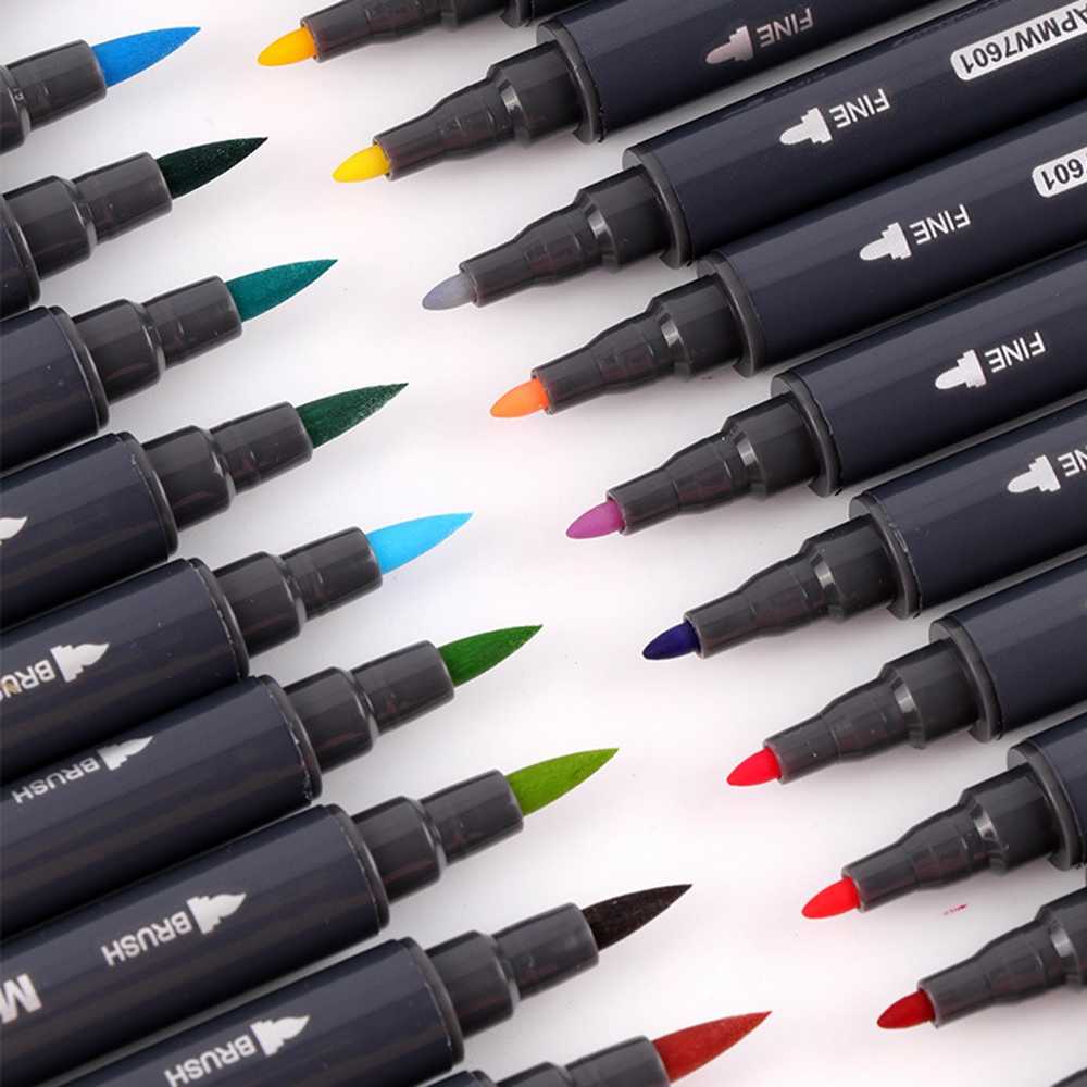 6/12/24/36 Colors Dual Head Art Markers Fine Tip Soft Brush Marker