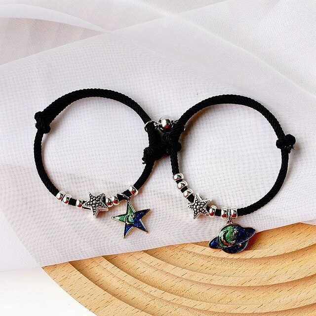 Star & Planet Black Bracelet Set Of 2 - Style 1