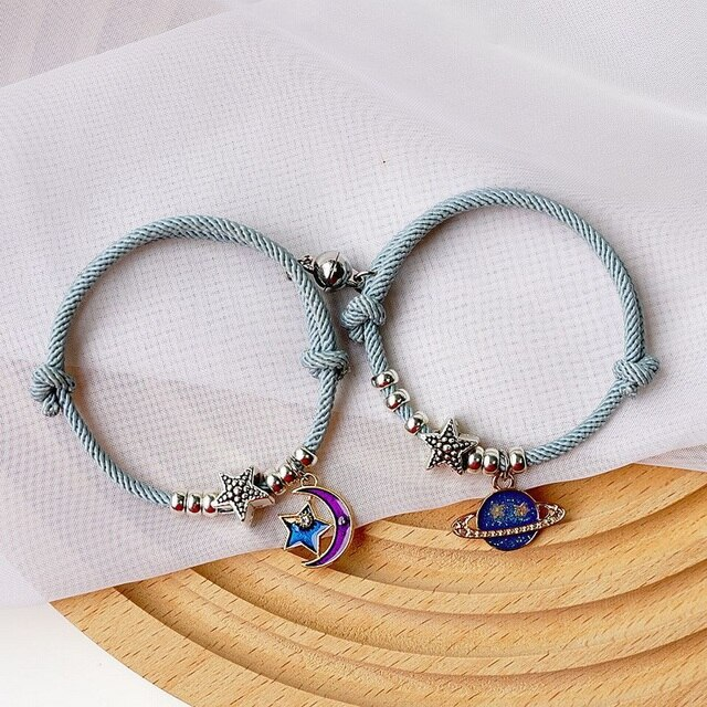 Moon & Planet Grey Bracelet Set Of 2 - Style 1