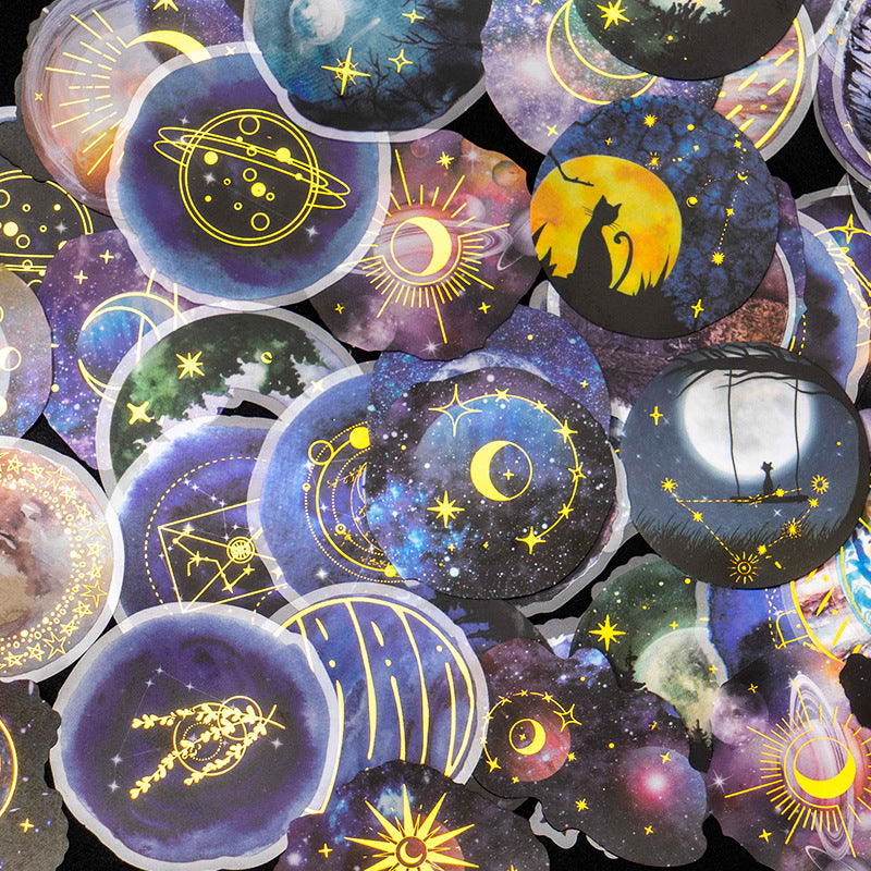 Galaxy Planets Moonlight - Sticker