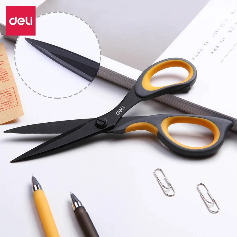 Deli Yellow Black  Stainless Steel  Scissor