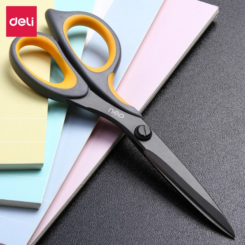 Deli Yellow Black  Stainless Steel  Scissor