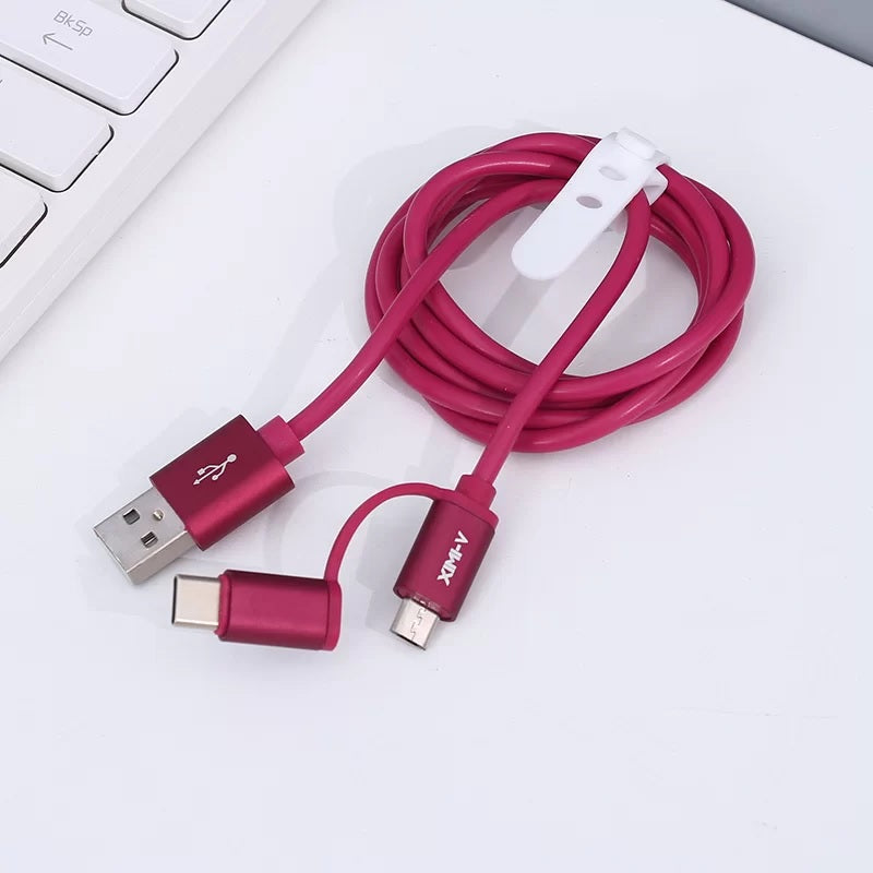 Purple Maroon Data Cable  ( 2 in 1 )