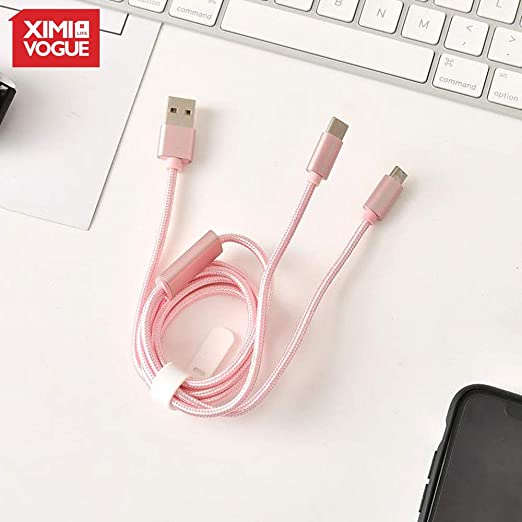 Pink Data Cable ( 2 in 1 ) Type-C &amp; Micro