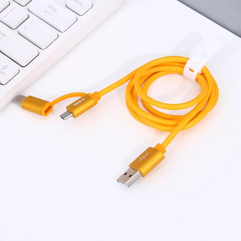Orange Data Cable  ( 2 in 1 )