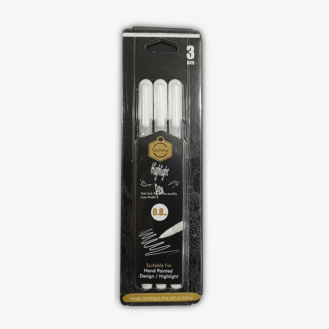 Keep Smiling White Gel Pen Set Of 3