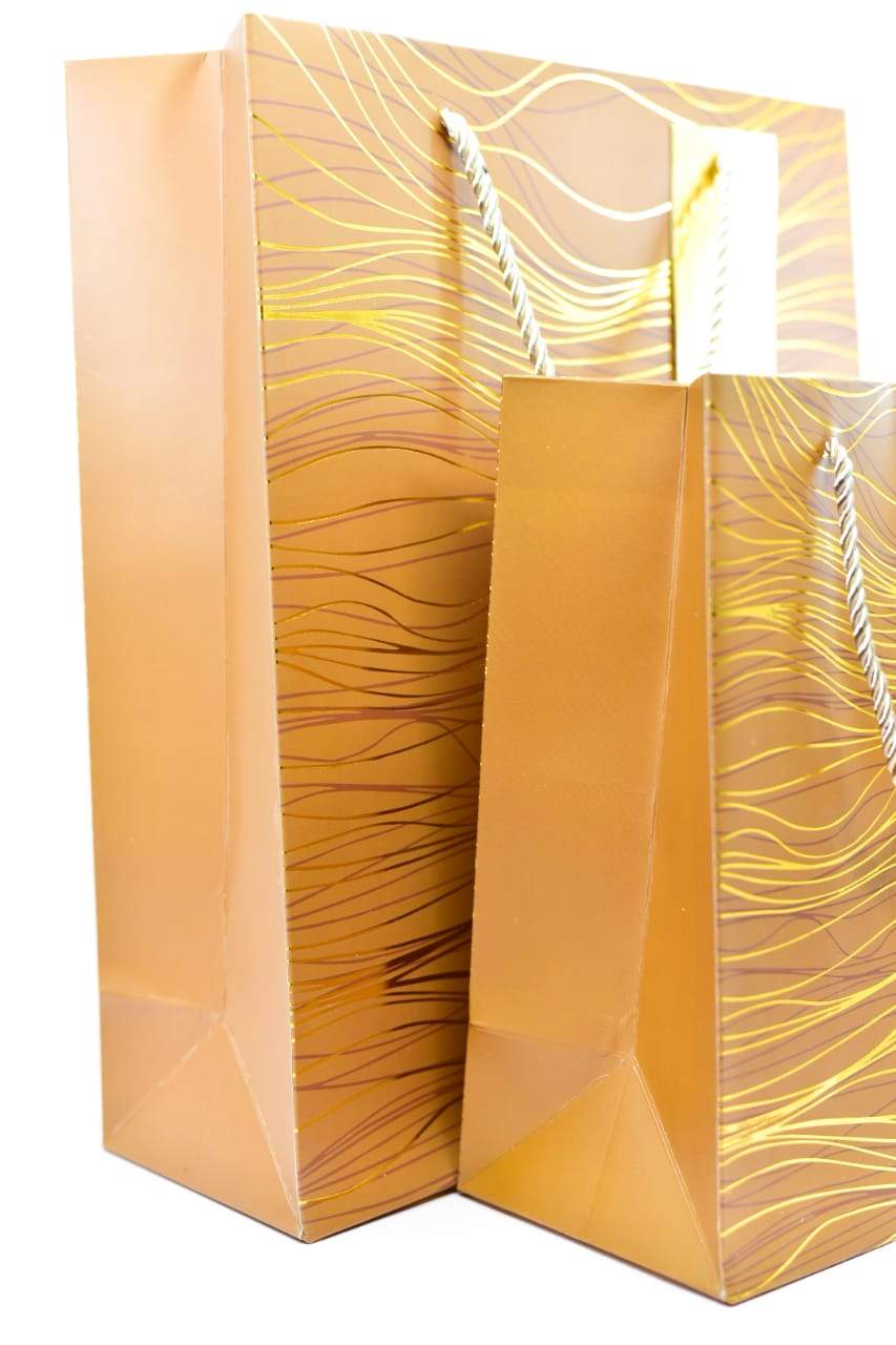 Brown Gold Foil Lines Gift Bag