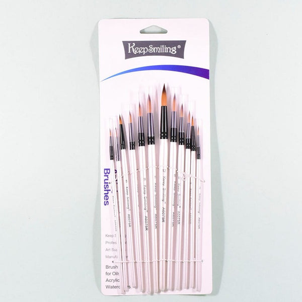 Keep Smiling Round Artist  Brush set Of 12