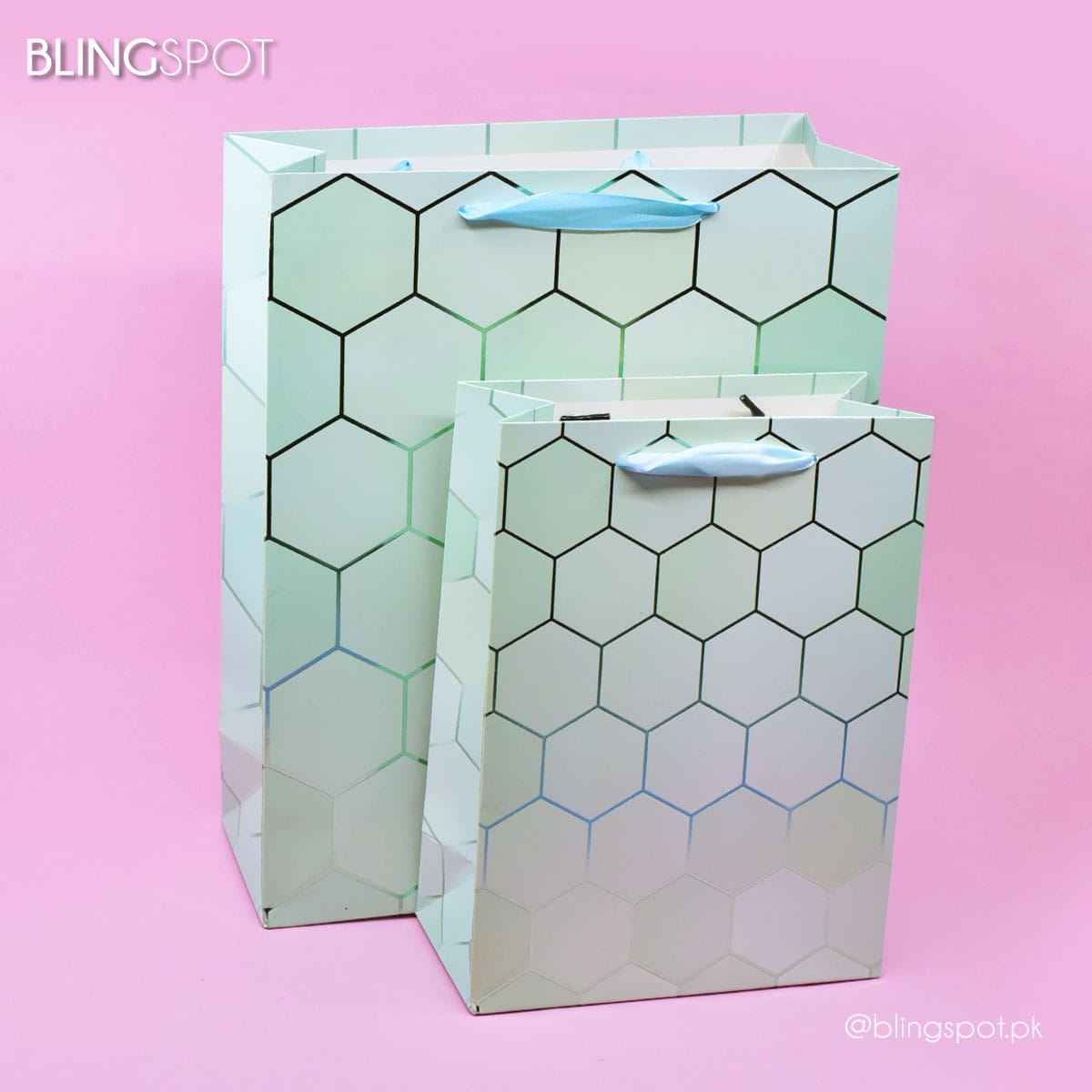 Honeycomb Silver Foil Teal - Gift Bag